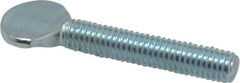 Value Collection - #10-32 Oval Shoulderless Grade 2 Steel Thumb Screw - 1" OAL, Zinc-Plated Finish - Exact Industrial Supply