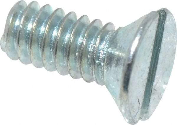 Value Collection - #3-48 UNC, 1/4" OAL Slotted Drive Machine Screw - Flat Head, Grade 2 Steel, Zinc-Plated Finish, Without Washer - Exact Industrial Supply
