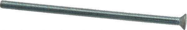 Value Collection - #10-32 UNF, 4" OAL Slotted Drive Machine Screw - Flat Head, Grade J82 Steel, Zinc-Plated Finish, Without Washer - Exact Industrial Supply