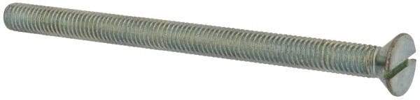 Value Collection - 3/8-16 UNC, 5-1/2" OAL Slotted Drive Machine Screw - Flat Head, Grade J82 Steel, Zinc-Plated Finish, Without Washer - Exact Industrial Supply