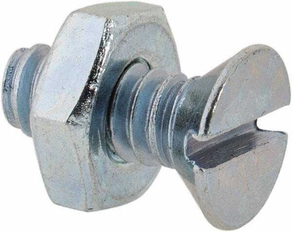 Value Collection - #10-24 UNC, 1/2" OAL Slotted Drive Machine Screw - Flat Head, Grade 2 Steel, Zinc-Plated Finish, Without Washer - Exact Industrial Supply
