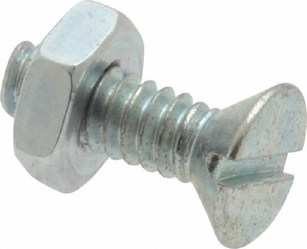 Value Collection - #10-24 UNC, 5/8" OAL Slotted Drive Machine Screw - Flat Head, Grade 2 Steel, Zinc-Plated Finish, Without Washer - Exact Industrial Supply