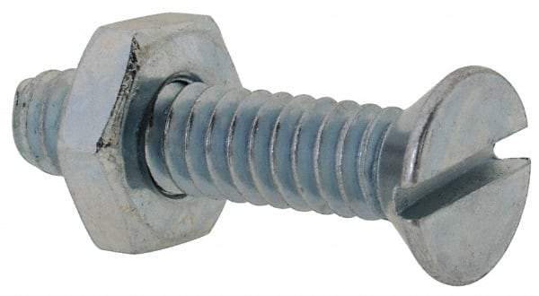 Value Collection - #10-24 UNC, 7/8" OAL Slotted Drive Machine Screw - Flat Head, Grade 2 Steel, Zinc-Plated Finish, Without Washer - Exact Industrial Supply