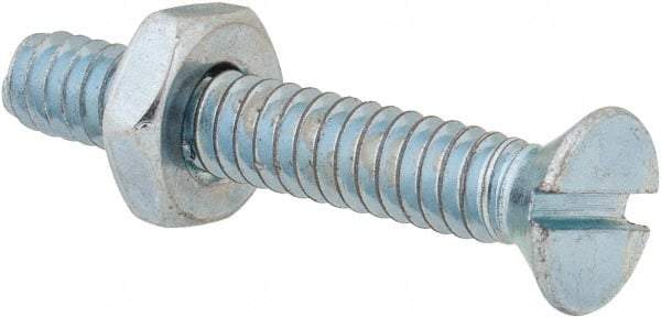 Value Collection - #10-24 UNC, 1-1/4" OAL Slotted Drive Machine Screw - Flat Head, Grade 2 Steel, Zinc-Plated Finish, Without Washer - Exact Industrial Supply
