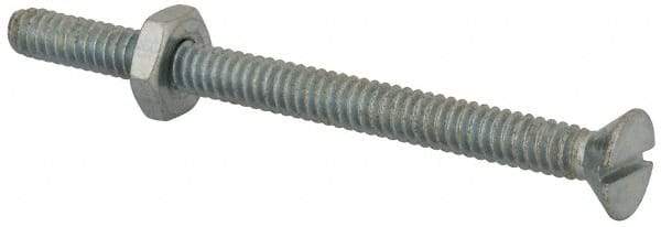 Value Collection - #10-24 UNC, 2-1/2" OAL Slotted Drive Machine Screw - Flat Head, Grade 2 Steel, Zinc-Plated Finish, Without Washer - Exact Industrial Supply