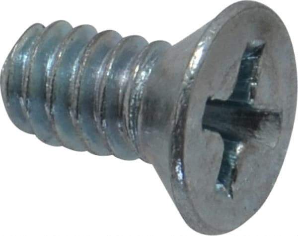 Value Collection - #10-24 UNC, 3/8" OAL Phillips Drive Machine Screw - Flat Head, Grade J82 Steel, Zinc-Plated Finish, Without Washer - Exact Industrial Supply