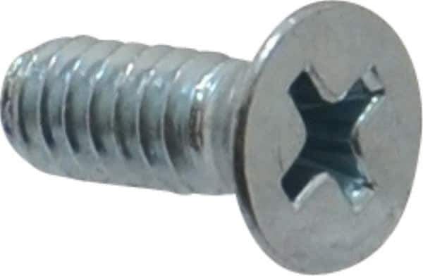 Value Collection - #10-24 UNC, 1/2" OAL Phillips Drive Machine Screw - Flat Head, Grade 2 Steel, Zinc-Plated Finish, Without Washer - Exact Industrial Supply