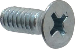 Value Collection - #10-24 UNC, 1/2" OAL Phillips Drive Machine Screw - Flat Head, Grade 2 Steel, Zinc-Plated Finish, Without Washer - Exact Industrial Supply