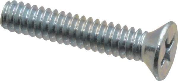 Value Collection - #10-24 UNC, 1" OAL Phillips Drive Machine Screw - Flat Head, Grade 2 Steel, Zinc-Plated Finish, Without Washer - Exact Industrial Supply