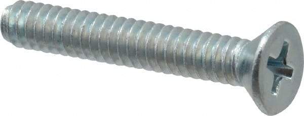 Value Collection - #10-24 UNC, 1-1/4" OAL Phillips Drive Machine Screw - Flat Head, Grade 2 Steel, Zinc-Plated Finish, Without Washer - Exact Industrial Supply