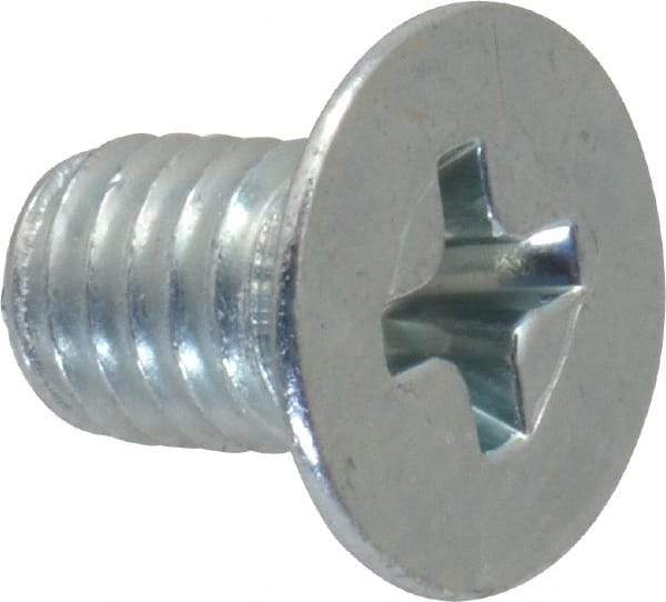 Value Collection - #10-32 UNF, 5/16" OAL Phillips Drive Machine Screw - Flat Head, Grade 2 Steel, Zinc-Plated Finish, Without Washer - Exact Industrial Supply