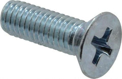 Value Collection - #10-32 UNF, 5/8" OAL Phillips Drive Machine Screw - Flat Head, Grade 2 Steel, Zinc-Plated Finish, Without Washer - Exact Industrial Supply