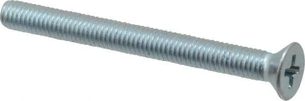 Value Collection - #10-32 UNF, 2" OAL Phillips Drive Machine Screw - Flat Head, Grade 2 Steel, Zinc-Plated Finish, Without Washer - Exact Industrial Supply
