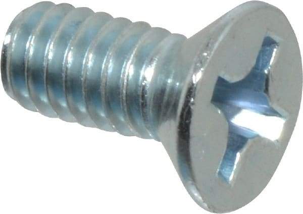 Value Collection - #12-24 UNC, 1/2" OAL Phillips Drive Machine Screw - Flat Head, Grade 2 Steel, Zinc-Plated Finish, Without Washer - Exact Industrial Supply
