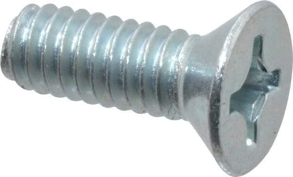 Value Collection - #12-24 UNC, 5/8" OAL Phillips Drive Machine Screw - Flat Head, Grade 2 Steel, Zinc-Plated Finish, Without Washer - Exact Industrial Supply