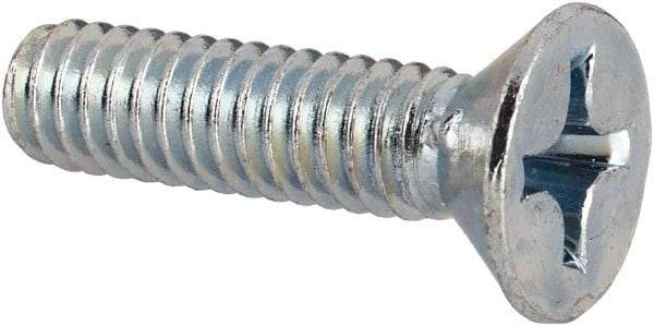 Value Collection - #12-24 UNC, 7/8" OAL Phillips Drive Machine Screw - Flat Head, Grade J82 Steel, Zinc-Plated Finish, Without Washer - Exact Industrial Supply