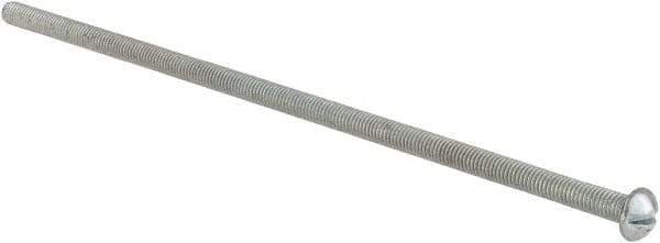 Value Collection - #10-32 UNF, 6" Length Under Head Slotted Drive Machine Screw - Round Head, Grade J82 Steel, Zinc-Plated Finish, Without Washer - Exact Industrial Supply