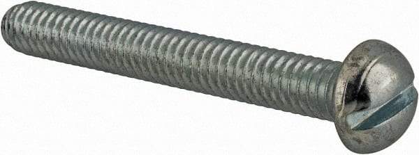 Value Collection - #12-24 UNC, 1-3/4" Length Under Head Slotted Drive Machine Screw - Round Head, Grade J82 Steel, Zinc-Plated Finish, Without Washer - Exact Industrial Supply