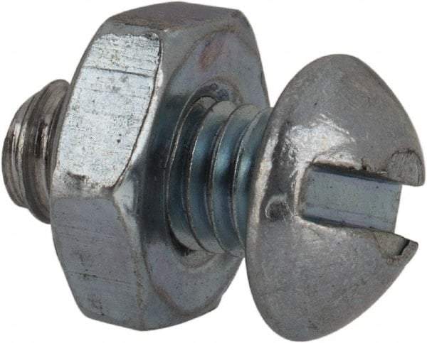 Value Collection - #10-24 UNC, 3/8" Length Under Head Slotted Drive Machine Screw - Round Head, Grade 2 Steel, Zinc-Plated Finish, Without Washer - Exact Industrial Supply