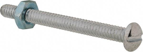 Value Collection - #10-24 UNC, 2" Length Under Head Slotted Drive Machine Screw - Round Head, Grade 2 Steel, Zinc-Plated Finish, Without Washer - Exact Industrial Supply