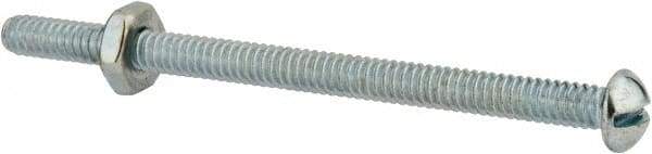 Value Collection - #10-24 UNC, 3" Length Under Head Slotted Drive Machine Screw - Round Head, Grade 2 Steel, Zinc-Plated Finish, Without Washer - Exact Industrial Supply