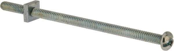 Value Collection - #10-24 UNC, 4" Length Under Head Slotted Drive Machine Screw - Round Head, Grade 2 Steel, Zinc-Plated Finish, Without Washer - Exact Industrial Supply