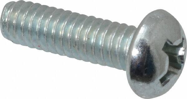 Value Collection - #12-24 UNC, 3/4" Length Under Head Phillips Drive Machine Screw - Round Head, Grade J82 Steel, Zinc-Plated Finish, Without Washer - Exact Industrial Supply