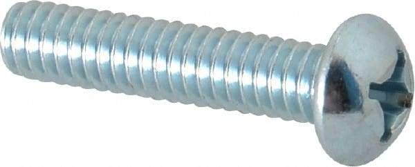 Value Collection - #12-24 UNC, 1" Length Under Head Phillips Drive Machine Screw - Round Head, Grade J82 Steel, Zinc-Plated Finish, Without Washer - Exact Industrial Supply