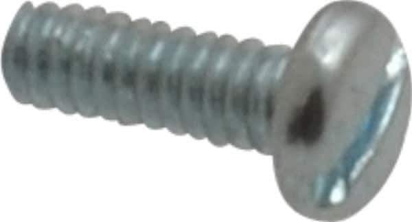 Value Collection - #2-56 UNC, 1/4" Length Under Head Slotted Drive Machine Screw - Pan Head, Grade J82 Steel, Zinc-Plated Finish, Without Washer - Exact Industrial Supply