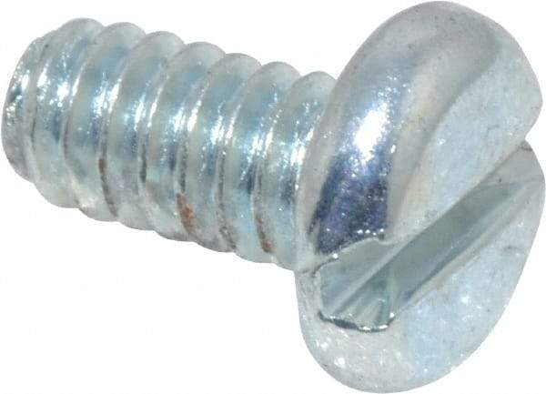 Value Collection - #10-24 UNC, 3/8" Length Under Head Slotted Drive Machine Screw - Pan Head, Grade J82 Steel, Zinc-Plated Finish, Without Washer - Exact Industrial Supply