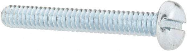 Value Collection - #10-24 UNC, 1-1/2" Length Under Head Slotted Drive Machine Screw - Pan Head, Grade J82 Steel, Zinc-Plated Finish, Without Washer - Exact Industrial Supply