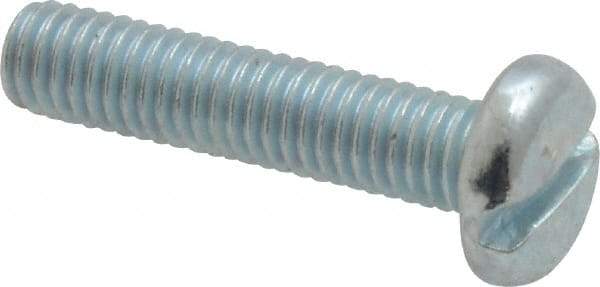 Value Collection - #10-32 UNF, 7/8" Length Under Head Slotted Drive Machine Screw - Pan Head, Grade J82 Steel, Zinc-Plated Finish, Without Washer - Exact Industrial Supply