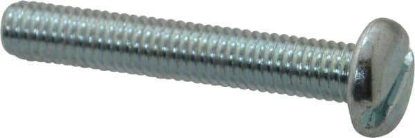 Value Collection - #10-32 UNF, 1-1/4" Length Under Head Slotted Drive Machine Screw - Pan Head, Grade J82 Steel, Zinc-Plated Finish, Without Washer - Exact Industrial Supply