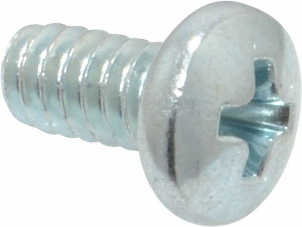Value Collection - #10-24 UNC, 3/8" Length Under Head Phillips Drive Machine Screw - Pan Head, Grade 2 Steel, Zinc-Plated Finish, Without Washer - Exact Industrial Supply