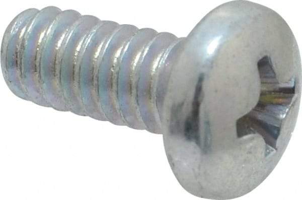 Value Collection - #10-24 UNC, 7/16" Length Under Head Phillips Drive Machine Screw - Pan Head, Grade J82 Steel, Zinc-Plated Finish, Without Washer - Exact Industrial Supply