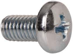 Value Collection - #10-32 UNF, 3/8" Length Under Head Phillips Drive Machine Screw - Pan Head, Grade J82 Steel, Zinc-Plated Finish, Without Washer - Exact Industrial Supply