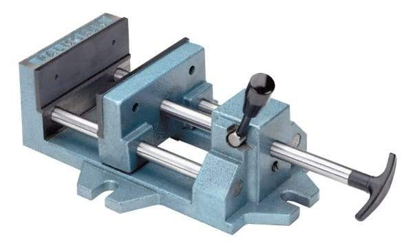 Palmgren - 8" Jaw Opening Capacity x 1-5/8" Throat Depth, Horizontal Drill Press Vise - 8" Wide Jaw, Stationary Base, Standard Speed, 19-1/2" OAL x 4-1/2" Overall Height - Exact Industrial Supply