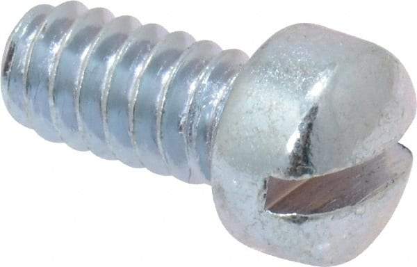 Value Collection - #10-24 UNC, 3/8" Length Under Head Slotted Drive Machine Screw - Fillister Head, Grade 2 Steel, Zinc-Plated Finish, Without Washer - Exact Industrial Supply