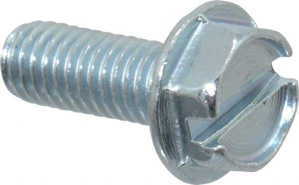 Value Collection - #10-32 UNF, 1/2" OAL Slotted Drive Machine Screw - Hex Washer Head, Grade J82 Steel, Zinc-Plated Finish, Without Washer - Exact Industrial Supply
