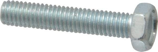 Value Collection - #10-32 UNF, 1" Length Under Head Hex Drive Machine Screw - Hex Head, Grade J82 Steel, Zinc-Plated Finish, Without Washer - Exact Industrial Supply