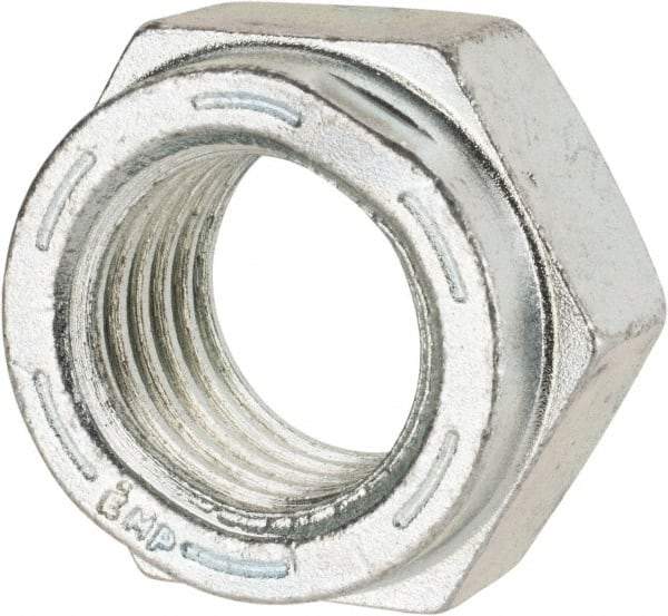Value Collection - 1-1/8 - 7 UNC Grade C Hex Lock Nut with Distorted Thread - 1-11/16" Width Across Flats, 1" High, Cadmium Clear-Plated Finish - Exact Industrial Supply