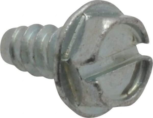 Value Collection - #10 Hex Washer Head Slotted Sheet Metal Screw - Steel, 3/8" Length Under Head, Grade 2 - Exact Industrial Supply