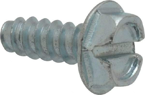 Value Collection - #10 Hex Washer Head Slotted Sheet Metal Screw - Steel, 1/2" Length Under Head, Grade 2 - Exact Industrial Supply
