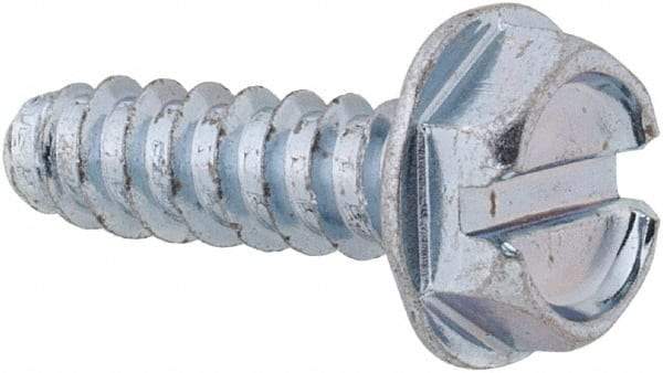 Value Collection - #10 Hex Washer Head Slotted Sheet Metal Screw - Steel, 5/8" Length Under Head, Grade 2 - Exact Industrial Supply