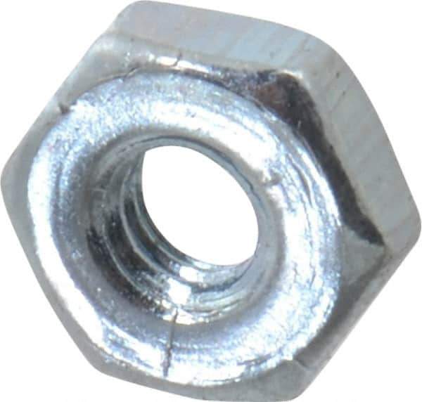 Value Collection - #2-64 UN Steel Right Hand Machine Screw Hex Nut - 3/16" Across Flats, 0.066" High, Zinc-Plated Finish, 2B Class of Fit - Exact Industrial Supply