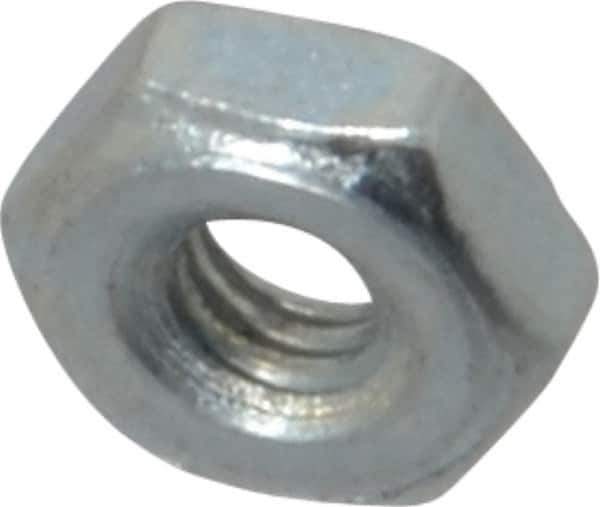 Value Collection - #4-48 UN Steel Right Hand Machine Screw Hex Nut - 1/4" Across Flats, 0.098" High, Zinc-Plated Finish, 2B Class of Fit - Exact Industrial Supply