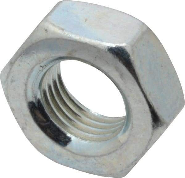 Value Collection - 3/8-24 UN Steel Right Hand Machine Screw Hex Nut - 5/8" Across Flats, 0.257" High, Zinc-Plated Finish, 2B Class of Fit - Exact Industrial Supply
