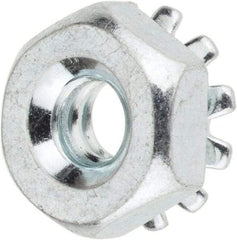 Value Collection - #6-32, Zinc Plated, Steel Hex Nut with External Tooth Washer - 11/32" Washer Diam, 5/16" Width Across Flats - Exact Industrial Supply