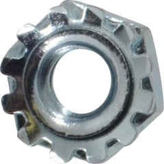 Value Collection - #10-24, Zinc Plated, Steel Hex Nut with External Tooth Washer - 13/32" Washer Diam, 3/8" Width Across Flats - Exact Industrial Supply