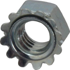Value Collection - 5/16-18, Zinc Plated, Steel Hex Nut with External Tooth Washer - 19/32" Washer Diam, 1/2" Width Across Flats - Exact Industrial Supply